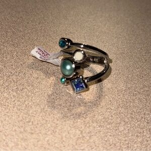 Lia Sophia comet ring silver blue green size 9